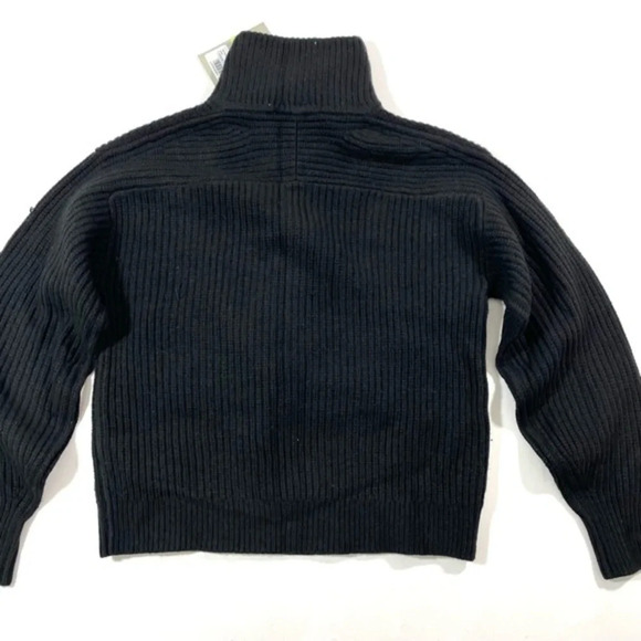 New Everlane The Felted Merino Half Zip Sweater Black - Picture 4 of 8